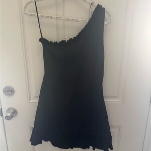Blue Rain Black One-Shoulder Dress